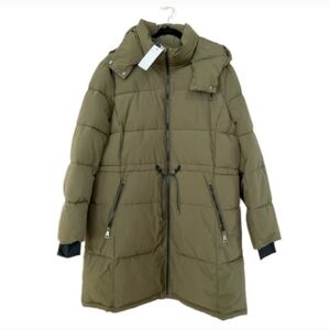 DKNY Jacket Puffer Lightweight Thumb Cuffs Zippered Pockets Green Ladies XXL NEW
